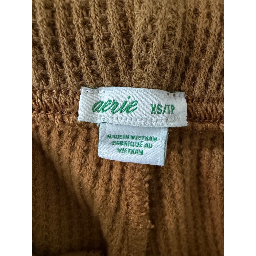 Aerie Waffle Knit Joggers Mustard Yellow Ochre Lounge Pants XS - Picture 3 of 3